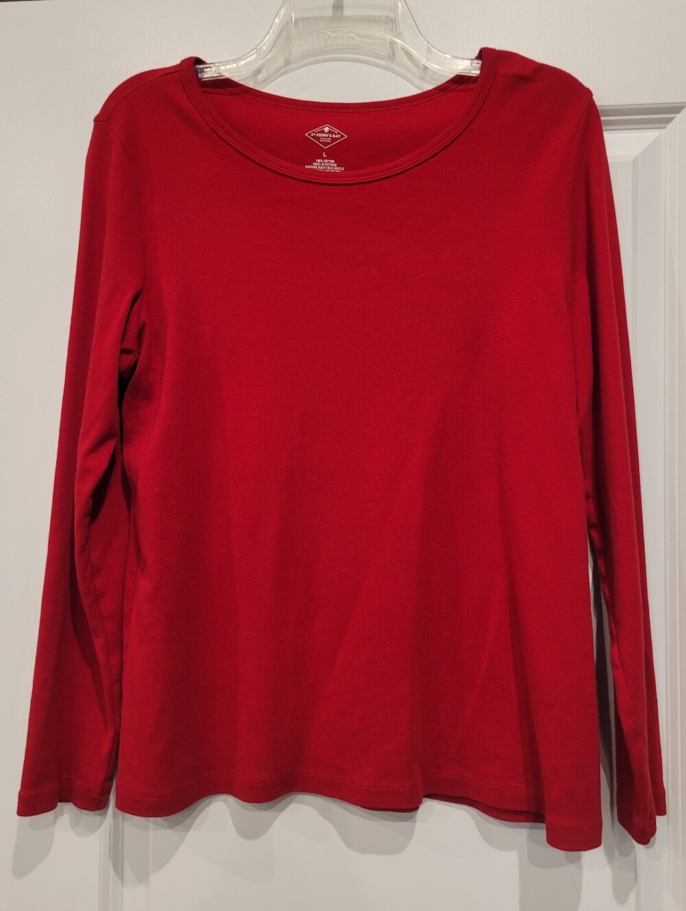 St. John's Bay Red Long Sleeve Crewneck Top, Large